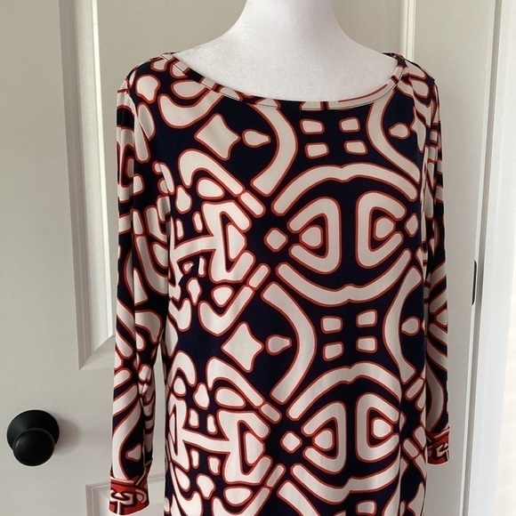 Laundry by Design 10 dress blue white red 3/4 sleeves - Picture 2 of 14